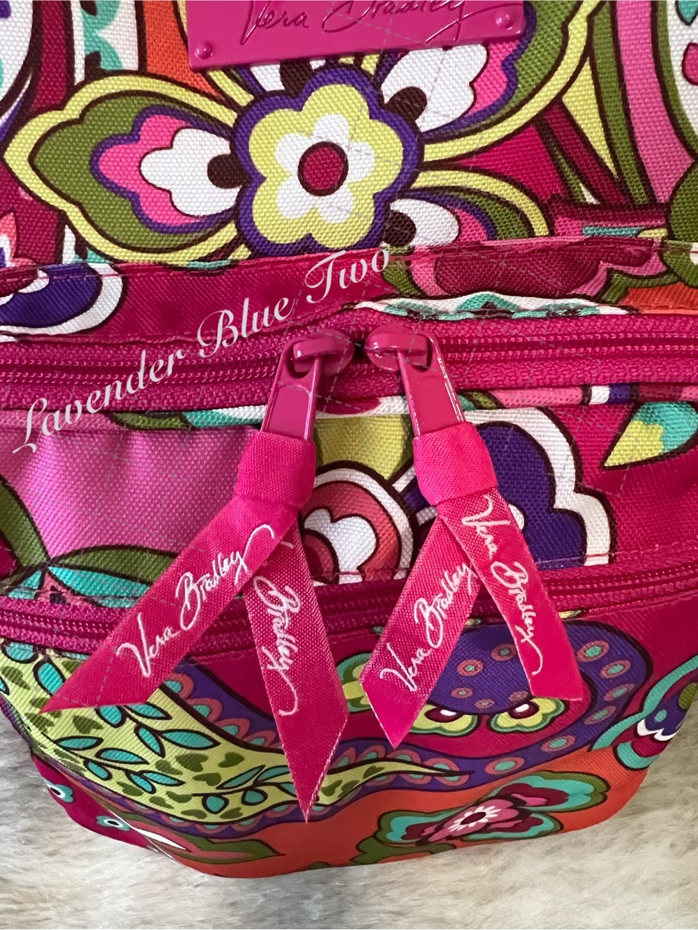 VERA BRADLEY Pink Swirls 2014 Lighten Up Essential Backpack Green Paisley Floral - Picture 5 of 17